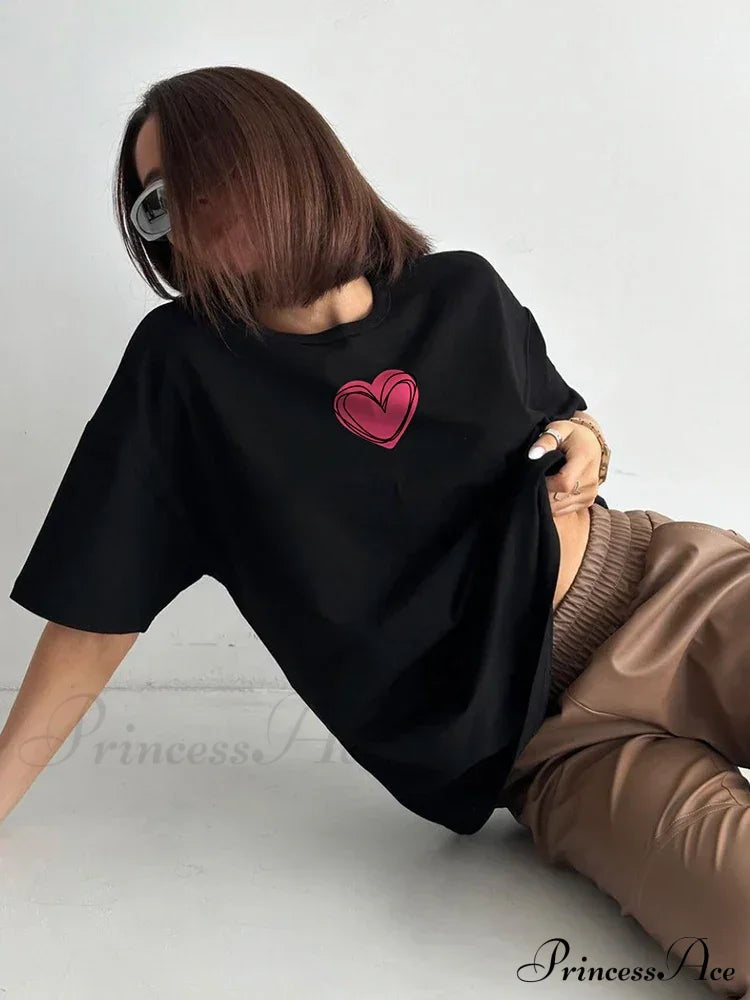 Love Printed Summer Cotton Plus Size Basic Women's Tee T-shirt image 5