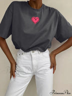 Love Printed Summer Cotton Plus Size Basic Women's Tee T-shirt image 1