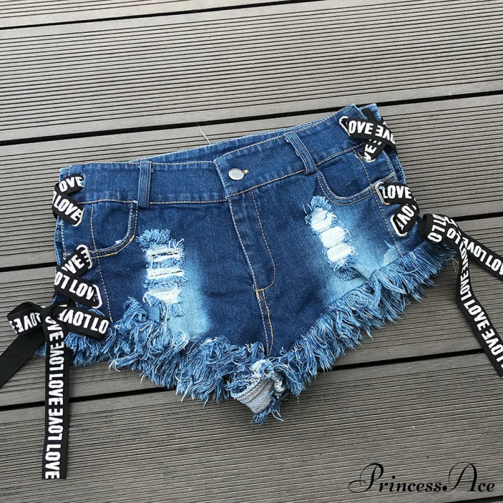 Low Denim Bandage Brief Hole Club Jeans Skinny DJ Blue Women Dance Waist Ripped Mini Shorts White Black image 16