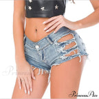 Low Denim Bandage Brief Hole Club Jeans Skinny DJ Blue Women Dance Waist Ripped Mini Shorts White Black image 10
