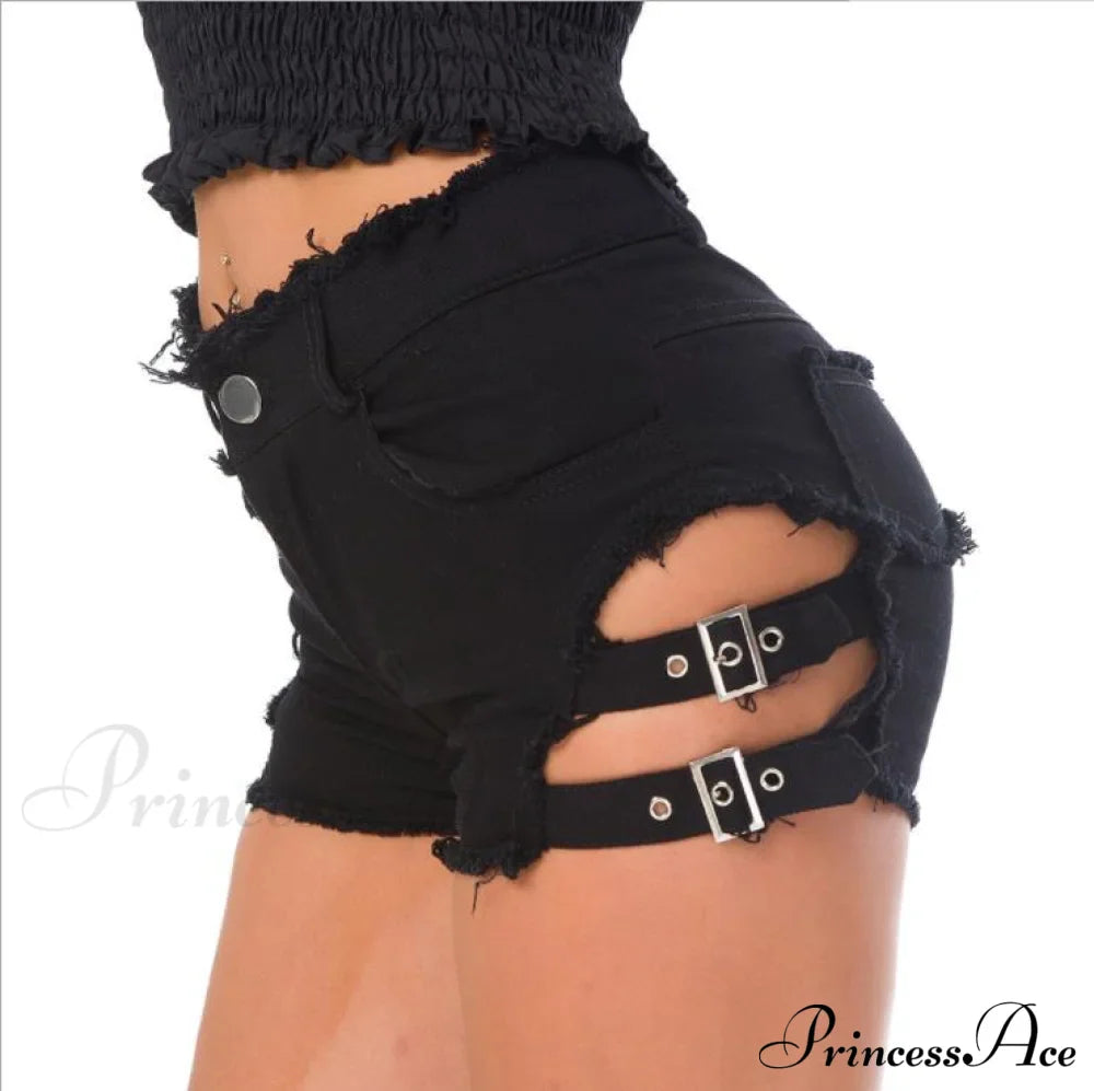 Low Denim Bandage Brief Hole Club Jeans Skinny DJ Blue Women Dance Waist Ripped Mini Shorts White Black image 13