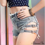 Low Denim Bandage Brief Hole Club Jeans Skinny DJ Blue Women Dance Waist Ripped Mini Shorts White Black image 12