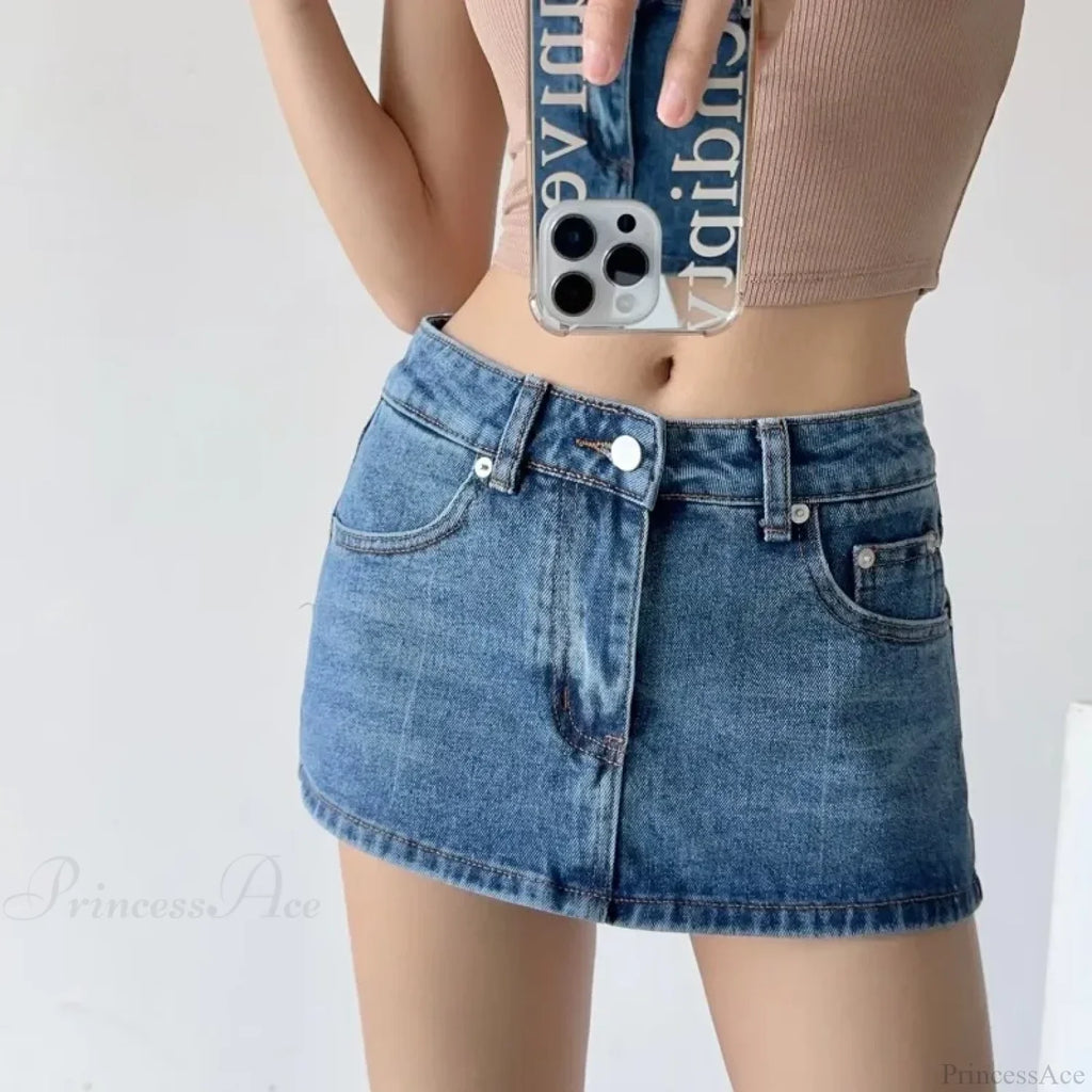 Low Micro Slim Denim Skirt image 4