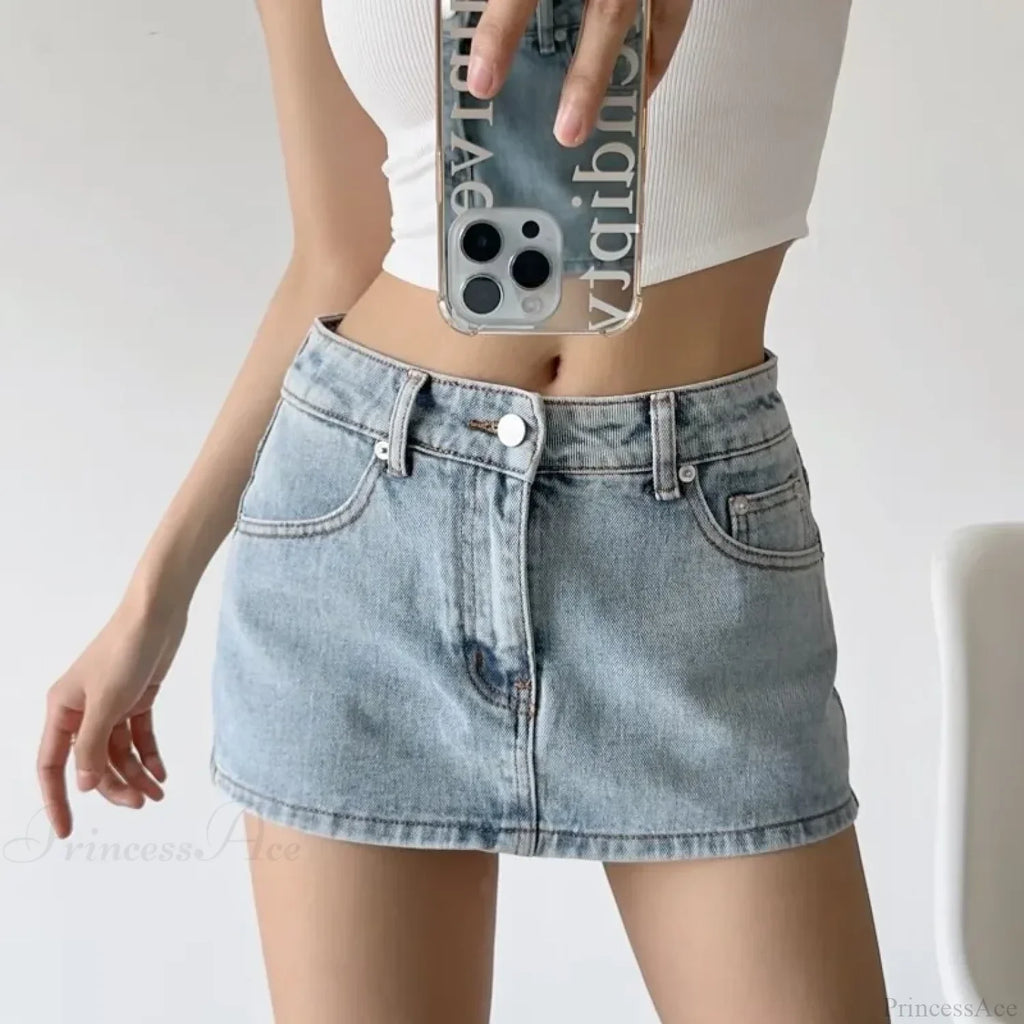 Low Micro Slim Denim Skirt image 2