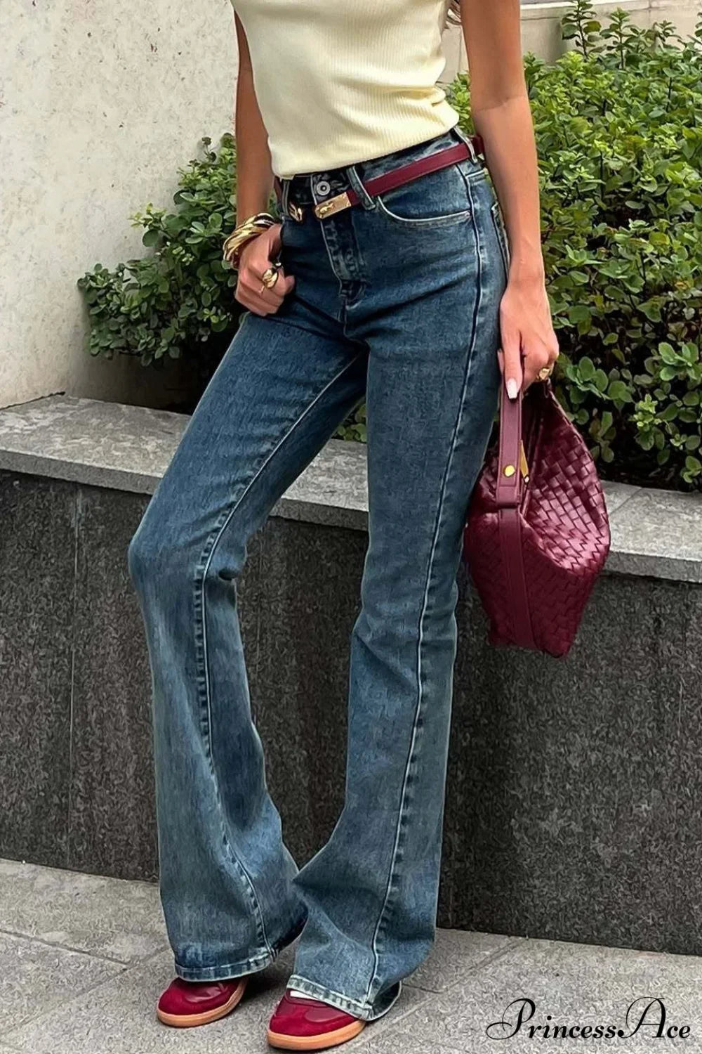 Low Rise Slim Stretchy Flared Elegant Jeans image 1