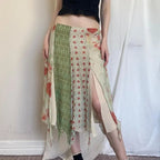 Low Waist Boho Skirts Irregular Length Floral Chiffon Vacation image 1