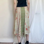 Low Waist Boho Skirts Irregular Length Floral Chiffon Vacation image 3