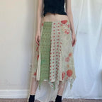 Low Waist Boho Skirts Irregular Length Floral Chiffon Vacation image 2