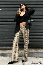 Low-Waist Snake Print Wide-Leg Jeans image 2