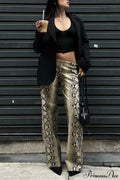 Low-Waist Snake Print Wide-Leg Jeans image 1