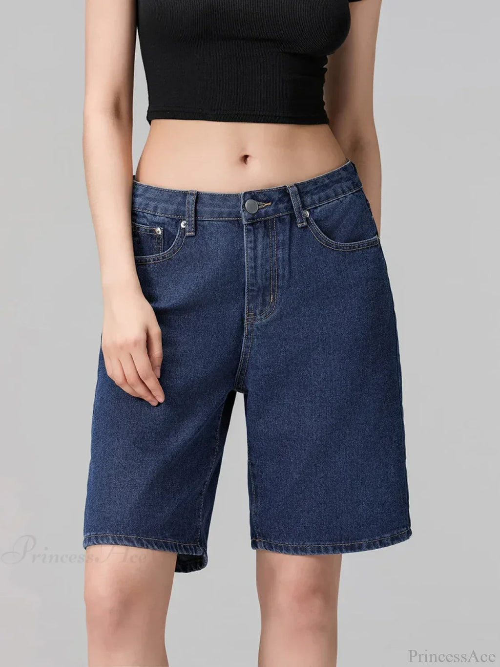 Low Waist Straight Leg Denim Short image 2
