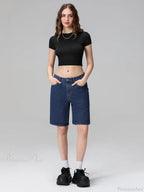Low Waist Straight Leg Denim Short image 5
