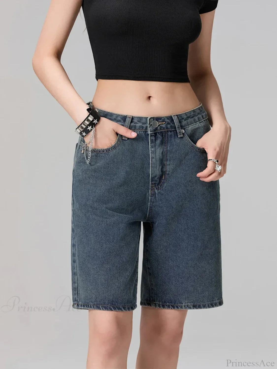 Low Waist Straight Leg Denim Short image 3