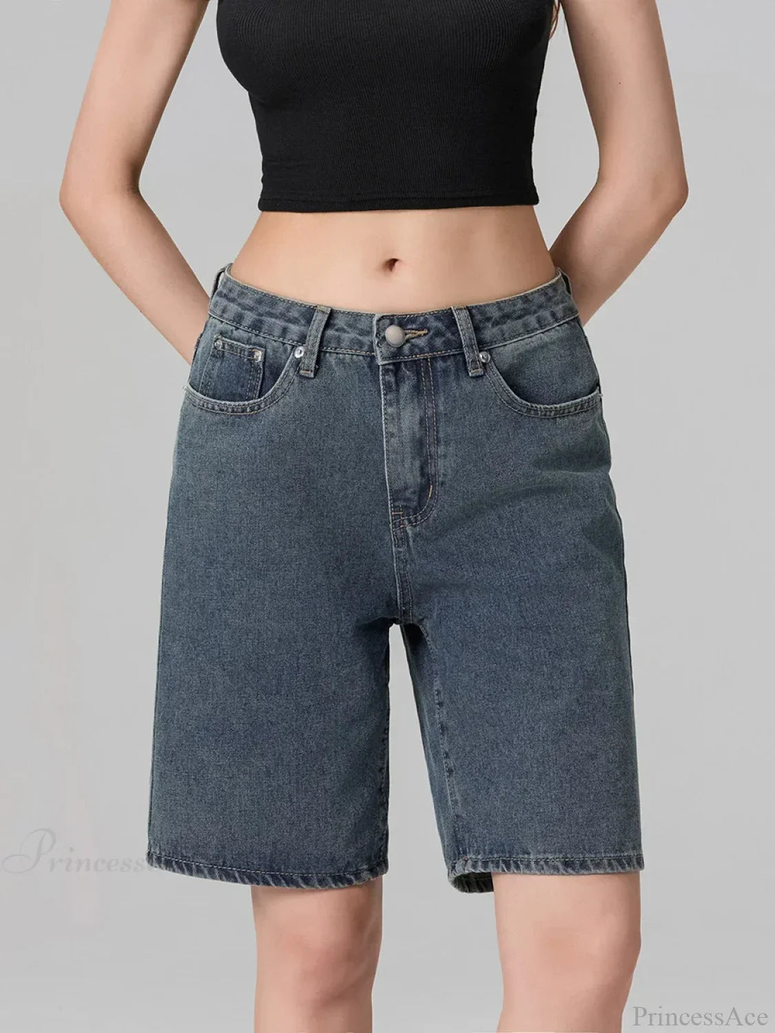 Low Waist Straight Leg Denim Short image 7