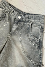 Low Waisted Relaxed Rhinestone Straight Jeans image 4