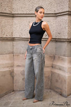Low Waisted Relaxed Rhinestone Straight Jeans image 2