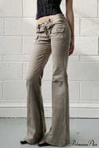 Low Waisted Slim Cargo Flared Leg Jeans image 2