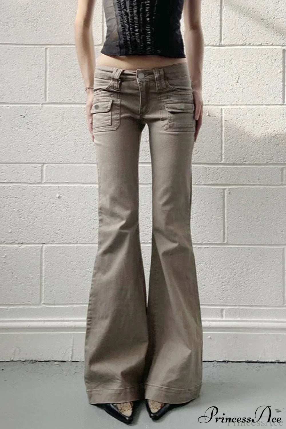 Low Waisted Slim Cargo Flared Leg Jeans image 1
