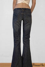 Low Waisted Washed Slim Flared Leg Jeans image 4