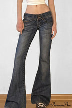 Low Waisted Washed Slim Flared Leg Jeans image 2