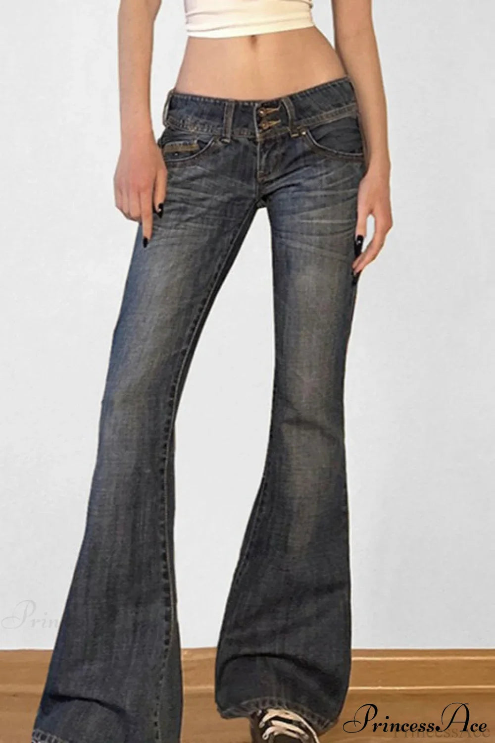 Low Waisted Washed Slim Flared Leg Jeans image 2