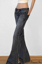 Low Waisted Washed Slim Flared Leg Jeans image 3