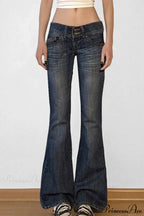 Low Waisted Washed Slim Flared Leg Jeans image 1