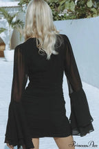 Luxury Bell Sleeve V-Neck Bodycon Party Dress image 4