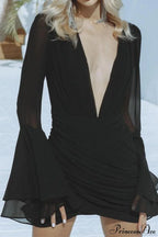 Luxury Bell Sleeve V-Neck Bodycon Party Dress image 3