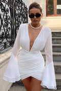 Luxury Bell Sleeve V-Neck Bodycon Party Dress image 1