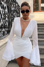 Luxury Bell Sleeve V-Neck Bodycon Party Dress image 1