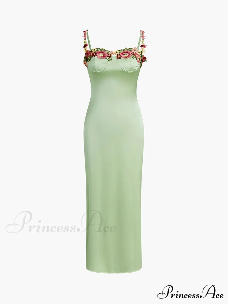Magnetic Forces Flower Charming Embroidery Maxi Dress Black image 5