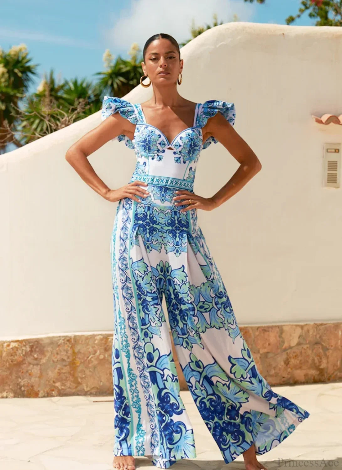 Majolica Print Sarong Pants Two Piece Set image 4