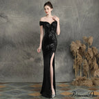 Marzia Formal Stylish Sequined Slit Dress image 4