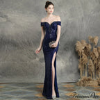 Marzia Formal Stylish Sequined Slit Dress image 16