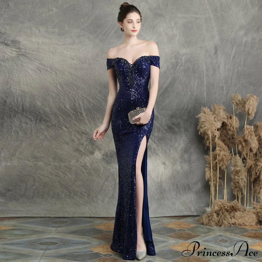 Marzia Formal Stylish Sequined Slit Dress image 16