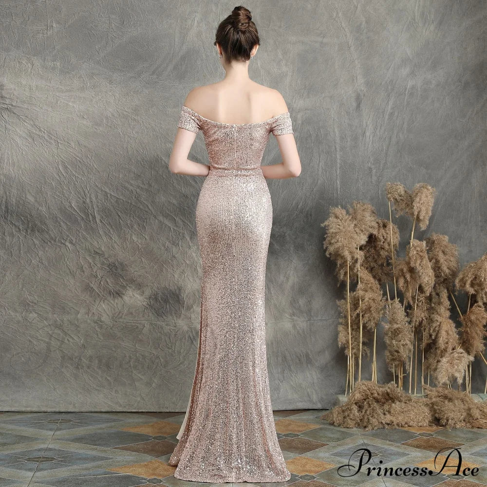 Marzia Formal Stylish Sequined Slit Dress image 11