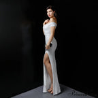 Marzia Formal Stylish Sequined Slit Dress image 3