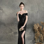 Marzia Formal Stylish Sequined Slit Dress image 5