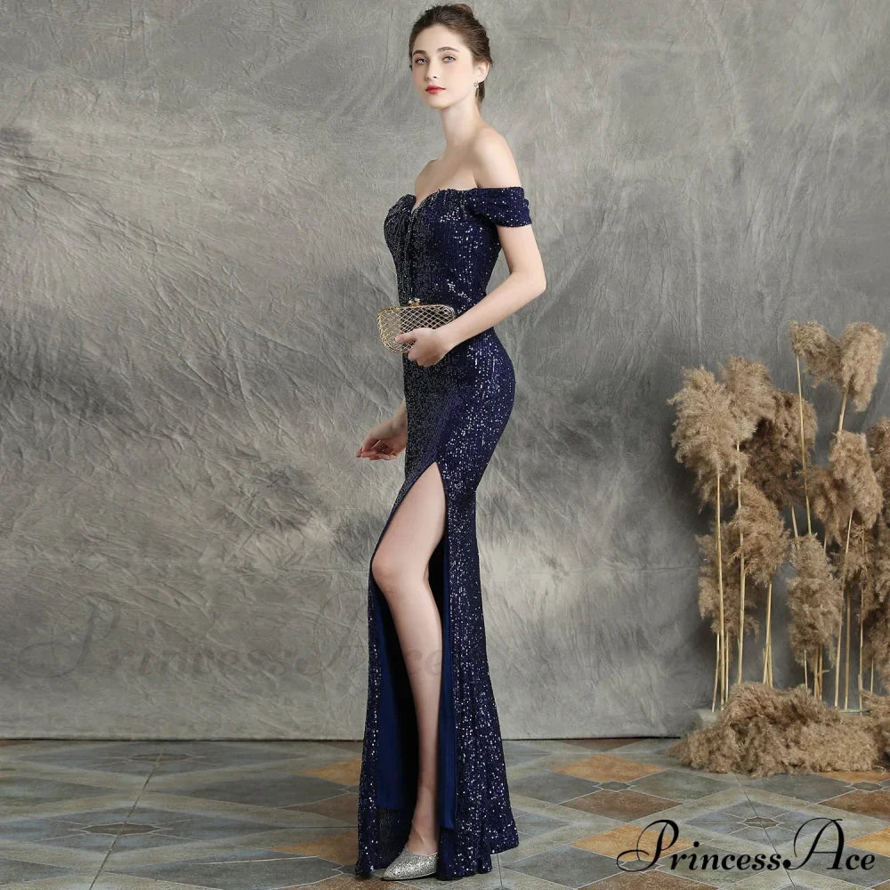 Marzia Formal Stylish Sequined Slit Dress image 17
