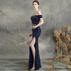 Marzia Formal Stylish Sequined Slit Dress image 17