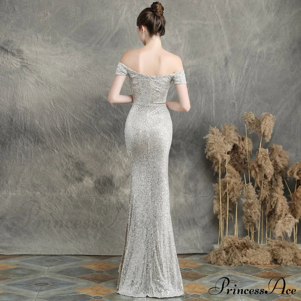 Marzia Formal Stylish Sequined Slit Dress image 20