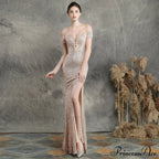Marzia Formal Stylish Sequined Slit Dress image 12