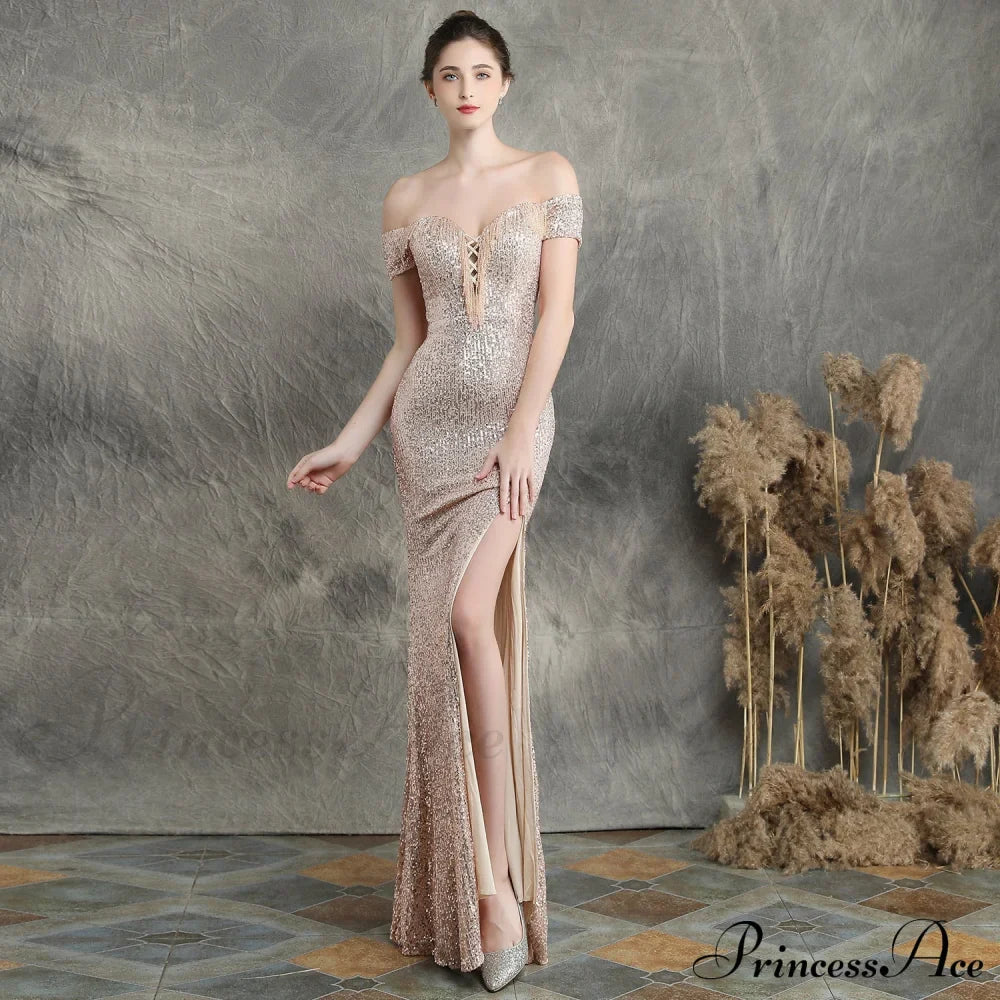 Marzia Formal Stylish Sequined Slit Dress image 12