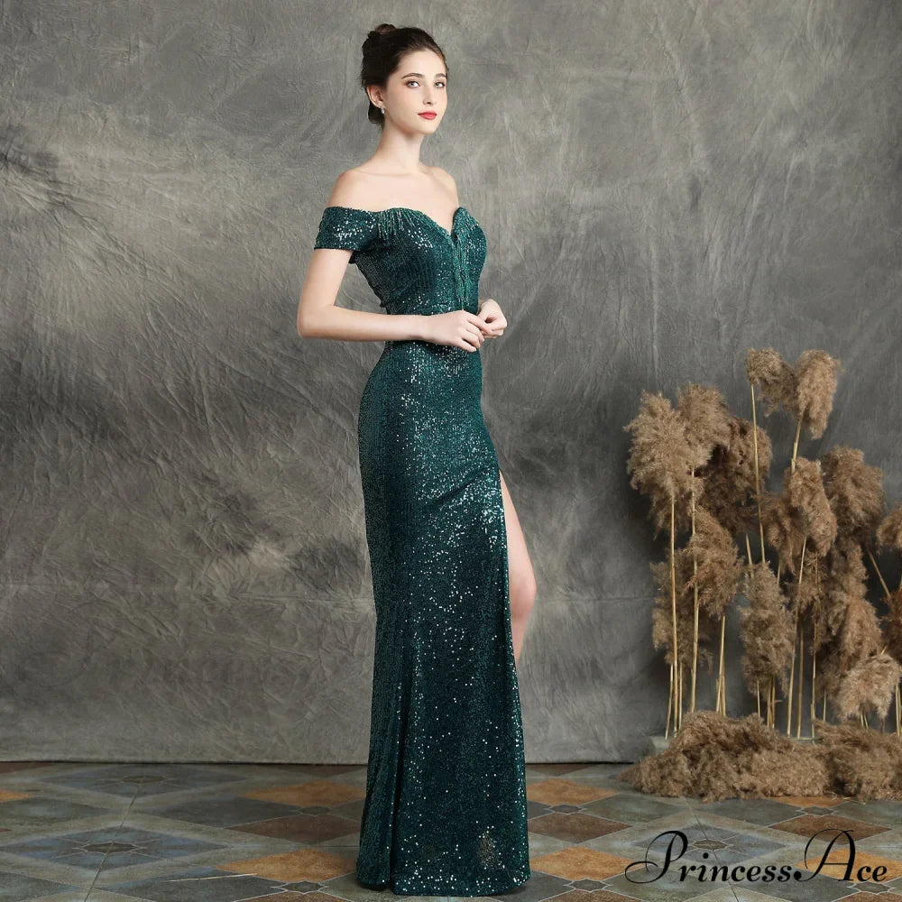 Marzia Formal Stylish Sequined Slit Dress image 9