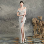 Marzia Formal Stylish Sequined Slit Dress image 19