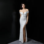 Marzia Formal Stylish Sequined Slit Dress image 1