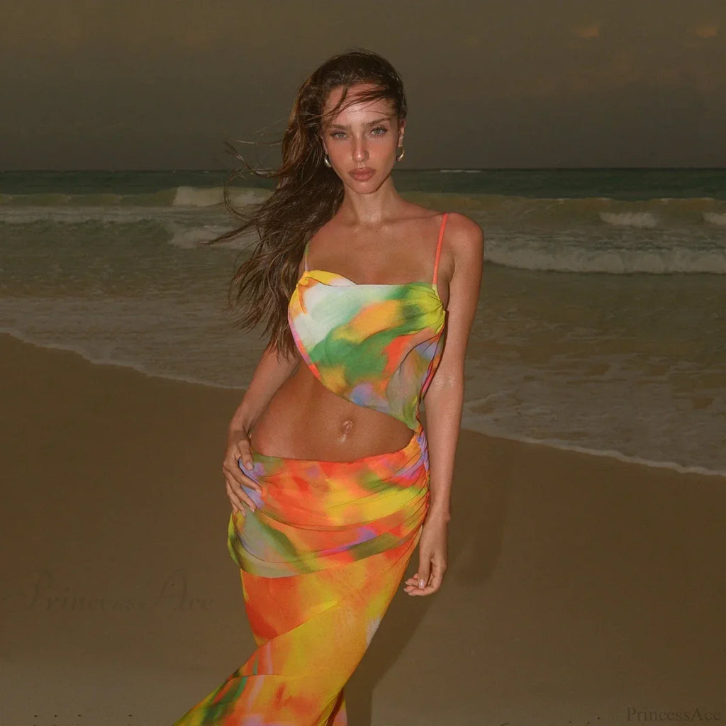 Maxi Dress Cover Up Bikini Three Piece Swimsuit image 2