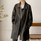 Medium-length Korean Style Trench Loose Fit Solid Color Spring Autumn Trendy Innerwear Coat image 3