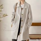 Medium-length Korean Style Trench Loose Fit Solid Color Spring Autumn Trendy Innerwear Coat image 1